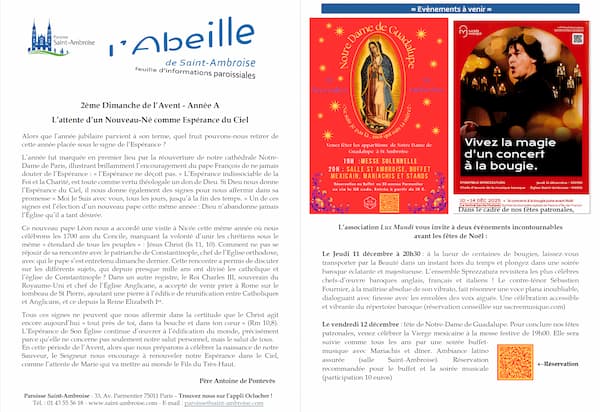 Feuille paroissiale du 2ème Dimanche de l’Avent – Année A