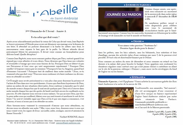 Feuille paroissiale du 3ème Dimanche de l’Avent – Année A
