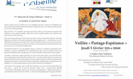 Feuille paroissiale, la lumière