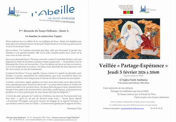 Feuille paroissiale – 3e dimanche du Temps Ordinaire – Année A