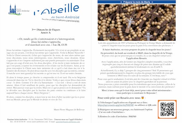 Feuille paroissiale – 3ème dimanche de Pâques – Année A