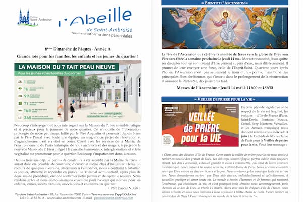 Feuille paroissiale – 6ème dimanche de Pâques – Année A